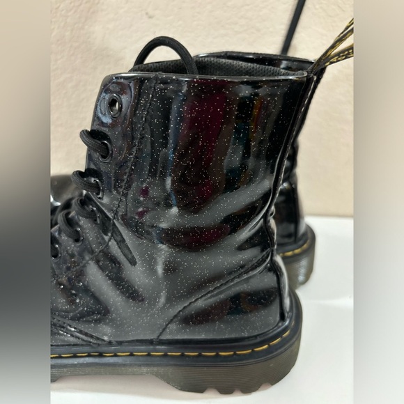 Doc Martens Women’s Luana Black Glitter Patent Leather Lace Up Combat Boots 8 - Picture 10 of 14